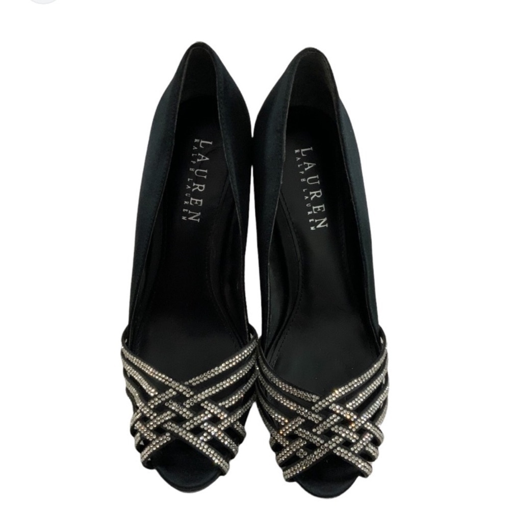 Vintage Lauren Ralph Lauren Black Satin Stiletto Heels
